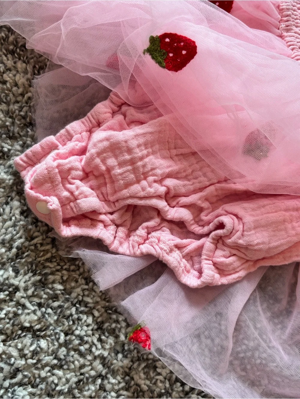 Pink Strawberry Tulle Baby Dress